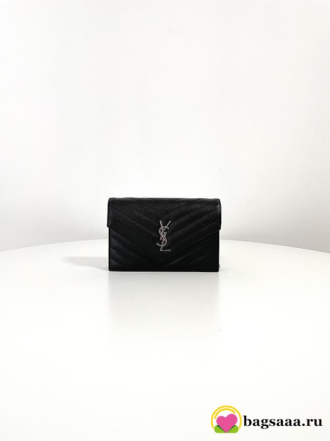 Bagsaaa YSL Saint Laurent Cassandre Envelope Chain Wallet black - 19cm - 1