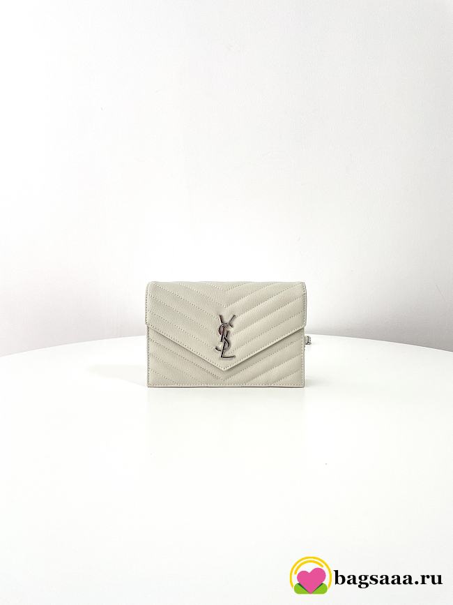 Bagsaaa YSL Saint Laurent Cassandre Envelope Chain Wallet white - 19cm - 1