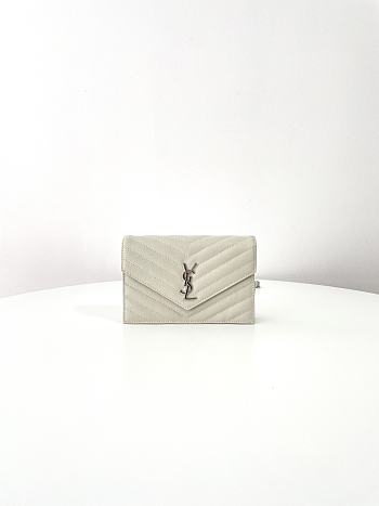 Bagsaaa YSL Saint Laurent Cassandre Envelope Chain Wallet white - 19cm