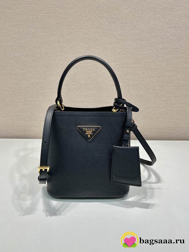 Bagsaaa Prada Panier mini Saffiano leather bag 1BA217 Black - 18cm - 1