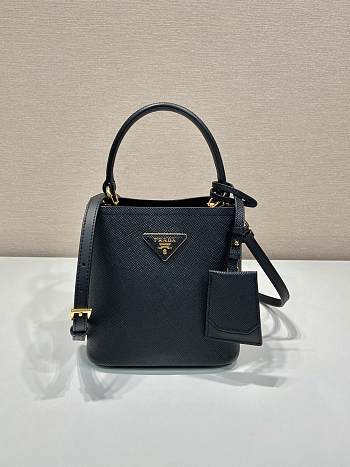 Bagsaaa Prada Panier mini Saffiano leather bag 1BA217 Black - 18cm