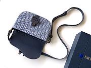 Bagsaaa Dior Mini Saddle Messenger Bag with Flap Blue Dior Oblique Jacquard and Blue Grained Calfskin - 20cm - 4