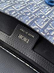 Bagsaaa Dior Small Saddle Messenger Bag with Flap Blue Dior Oblique Jacquard and Blue Grained Calfskin - 23cm - 4