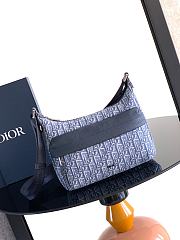 Bagsaaa Dior Small Rider Soft Hobo Bag Blue Dior Oblique Jacquard and Blue Grained Calfskin - 25cm - 1