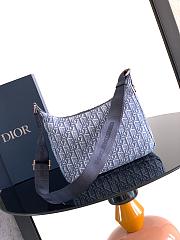 Bagsaaa Dior Small Rider Soft Hobo Bag Blue Dior Oblique Jacquard and Blue Grained Calfskin - 25cm - 4