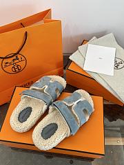 Bagsaaa Hermes Chypre sandal blue & shearling - 4