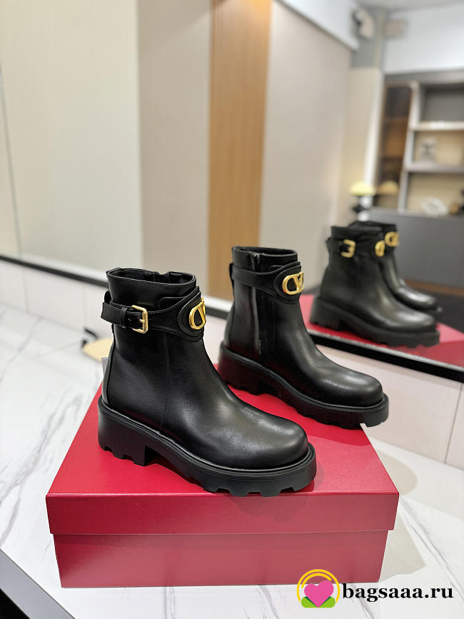 Bagsaaa Valentino Vlogo Signature Ankle Boot In Calfskin 55Mm black - 1