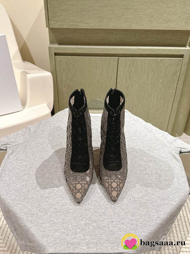 Bagsaaa Dior D-Lace ankle boots in gray mesh - 1