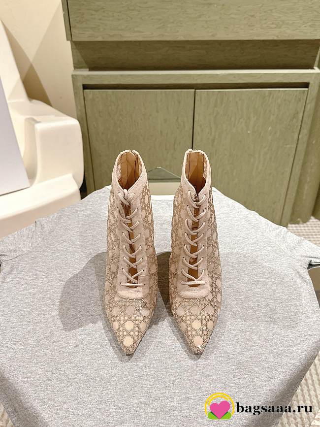 Bagsaaa Dior D-Lace ankle boots in beige mesh - 1