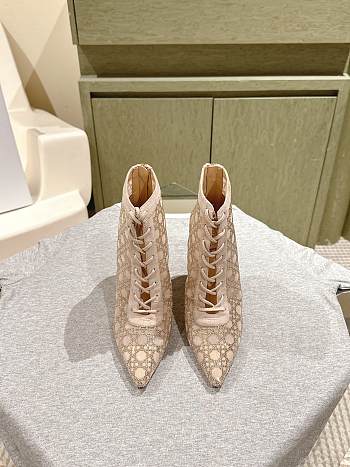 Bagsaaa Dior D-Lace ankle boots in beige mesh