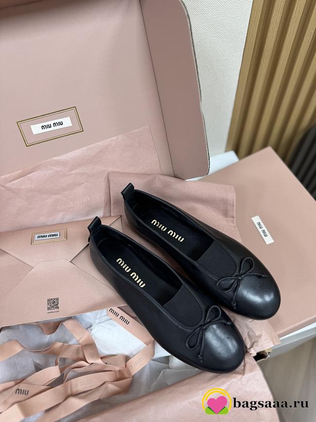 Bagsaaa Miu Miu leather ballerina shoes black - 1