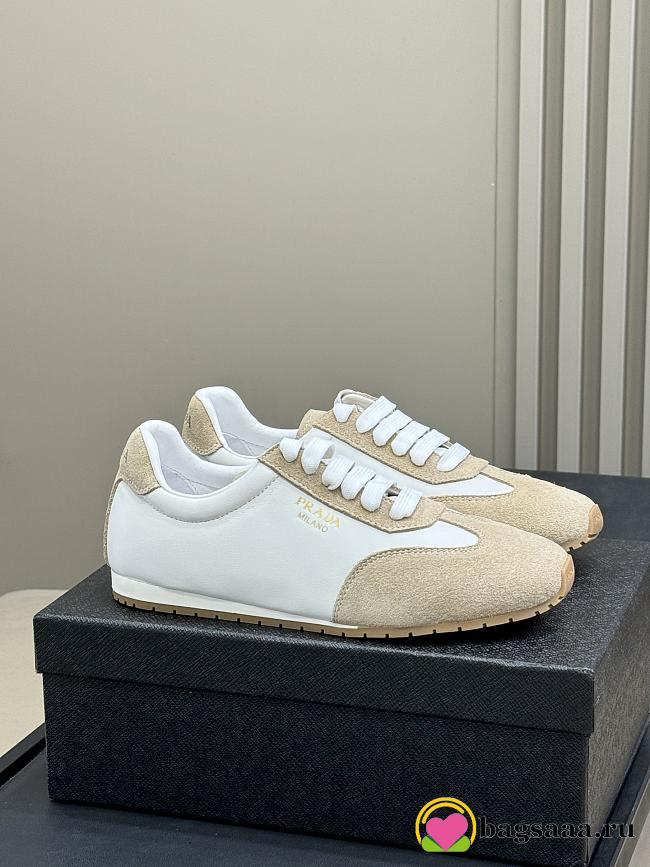 Bagsaaa Prada Nappa leather and suede sneakers Ivory/Pumice Gray - 1