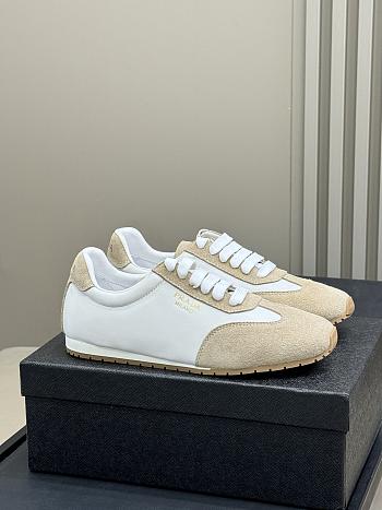 Bagsaaa Prada Nappa leather and suede sneakers Ivory/Pumice Gray
