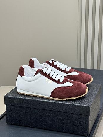 Bagsaaa Prada Nappa leather and suede sneakers Ivory/Burgundy