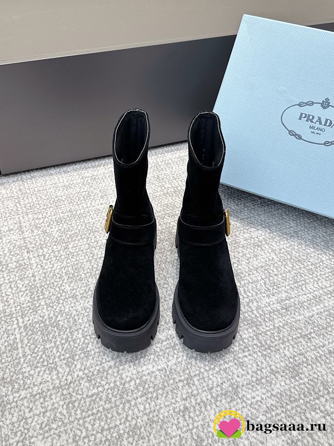 Bagsaaa Prada Monolith boots in black suede - 1