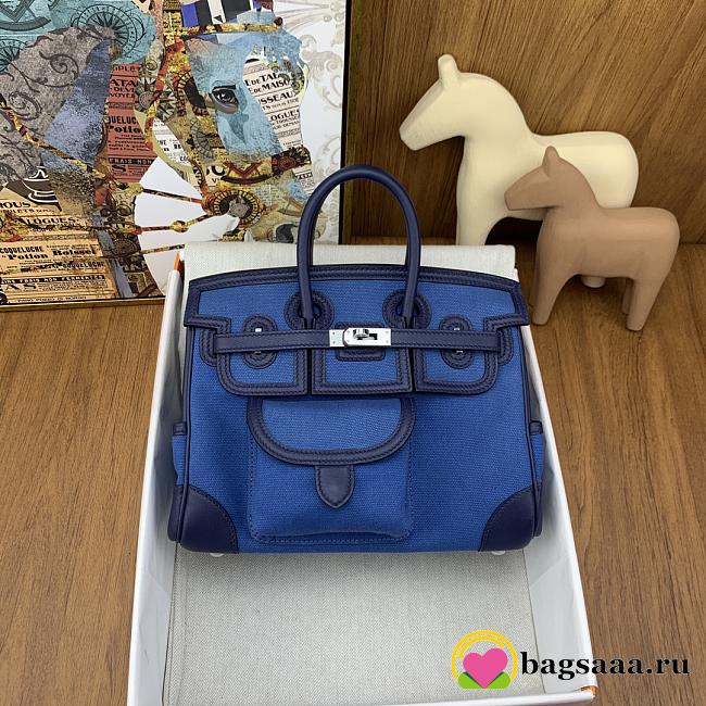 Bagsaaa Hermès Birkin Cargo 25 bag in canvas and swift leather blue - 1