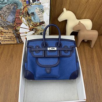 Bagsaaa Hermès Birkin Cargo 25 bag in canvas and swift leather blue
