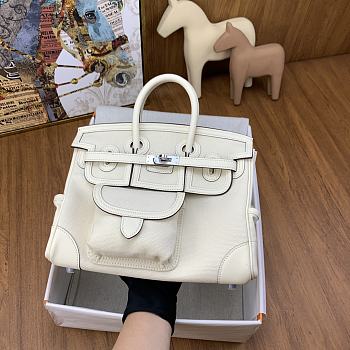 Bagsaaa Hermès Birkin Cargo 25 bag in canvas and swift leather white
