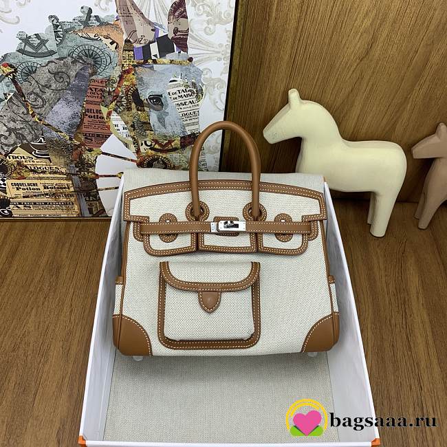 Bagsaaa Hermès Birkin 25 Cargo handbag in Ecru-Beige Toile H canvas - 1