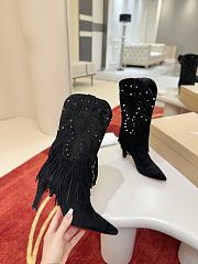 Bagsaaa Christian Louboutin Santia Fringe 85mm boots in black - 1