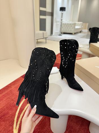 Bagsaaa Christian Louboutin Santia Fringe 85mm boots in black