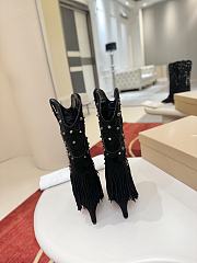 Bagsaaa Christian Louboutin Santia Fringe 85mm boots in black - 3