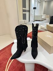 Bagsaaa Christian Louboutin Santia Fringe 85mm boots in black - 2
