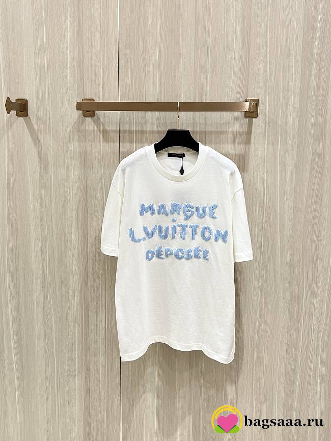 Bagsaaa Louis Vuitton Embroidered Signature T-Shirt in white - 1