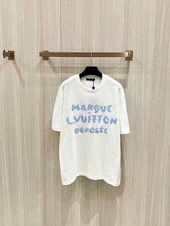 Bagsaaa Louis Vuitton Embroidered Signature T-Shirt in white