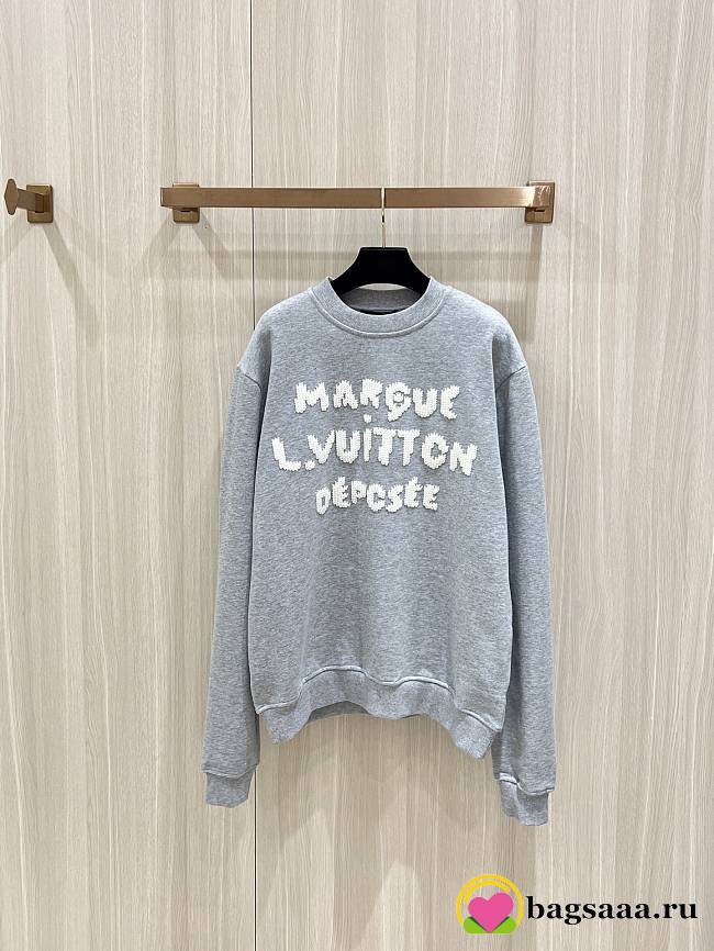 Bagsaaa Louis Vuitton Embroidered Signature Sweatshirt gray - 1