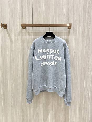 Bagsaaa Louis Vuitton Embroidered Signature Sweatshirt gray