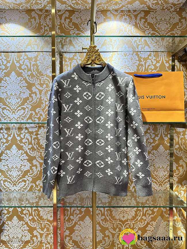 Bagsaaa Louis Vuitton zip-through cardigan with monogram pattern - 1