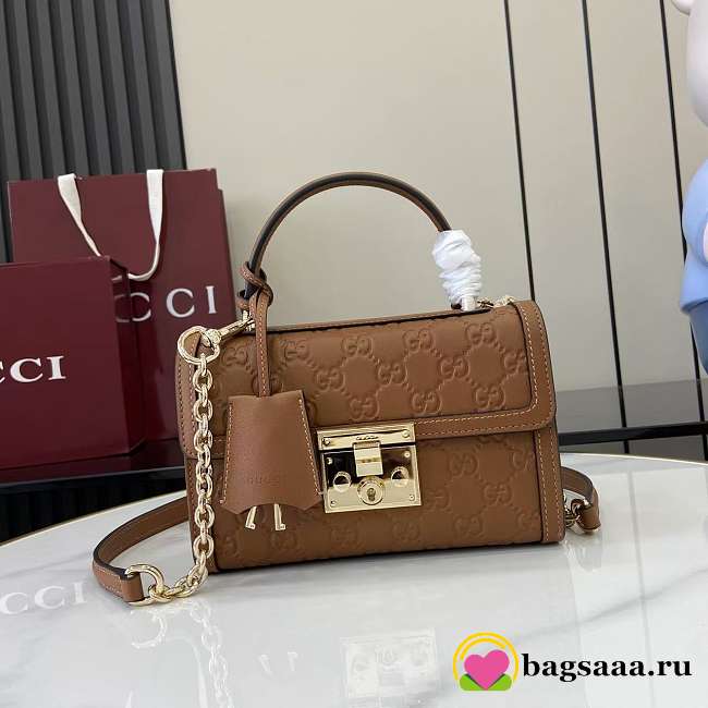 Bagsaaa Gucci Padlock small top handle bag 848884 brown - 20cm - 1