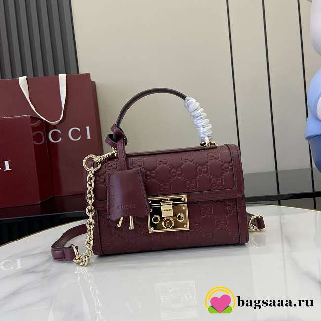 Bagsaaa Gucci Padlock small top handle bag 848884 red - 20cm - 1