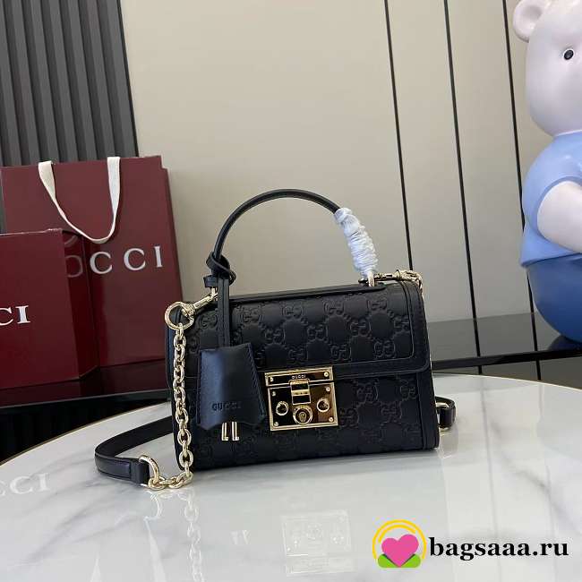 Bagsaaa Gucci Padlock small top handle bag 848884 black - 20cm - 1