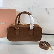 Bagsaaa Miu Miu 5BB148 Arcadie suede bag dark brown - 27cm - 4