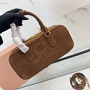 Bagsaaa Miu Miu 5BB148 Arcadie suede bag dark brown - 27cm - 3