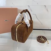 Bagsaaa Miu Miu 5BB148 Arcadie suede bag dark brown - 27cm - 2