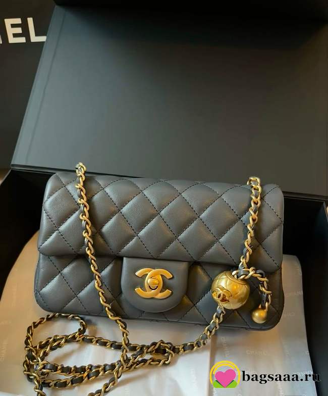 Bagsaaa Chanel Mini Flap Bag adjustable chain strap dark gray - 20cm - 1