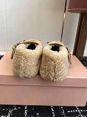 Bagsaaa Miu Miu Shearling Mary Jane Ballerina Flats beige - 4