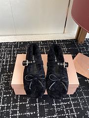 Bagsaaa Miu Miu Shearling Mary Jane Ballerina Flats black - 1