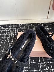 Bagsaaa Miu Miu Shearling Mary Jane Ballerina Flats black - 2