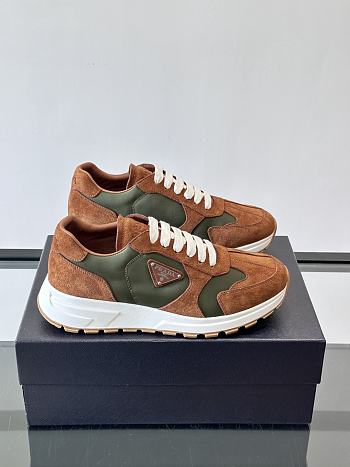 Bagsaaa Prada Prax suede and Re-Nylon sneakers Cocoa Brown/Green