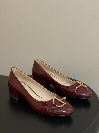 Bagsaaa Gucci Women's ballet flat with half Horsebit 849652 red patent - 2.5cm