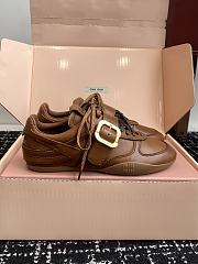 Bagsaaa Miu Miu Leather sneakers with buckle brown - 1