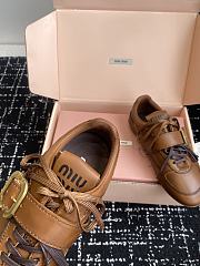 Bagsaaa Miu Miu Leather sneakers with buckle brown - 2