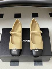 Bagsaaa Chanel black & beige Mary Jane flats with crystal-embellished CC - 1