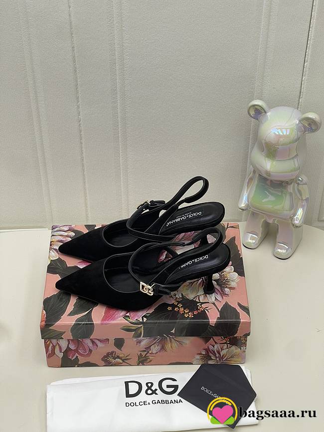 Bagsaaa Dolce & Gabbana point-toe slingback pumps black suede 6.5cm - 1