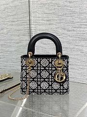 Bagsaaa Mini Lady Dior Bag Cannage Embroidery with Black Beads and Silver-Tone Strass - 17cm - 1