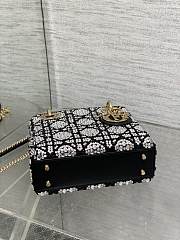 Bagsaaa Mini Lady Dior Bag Cannage Embroidery with Black Beads and Silver-Tone Strass - 17cm - 4